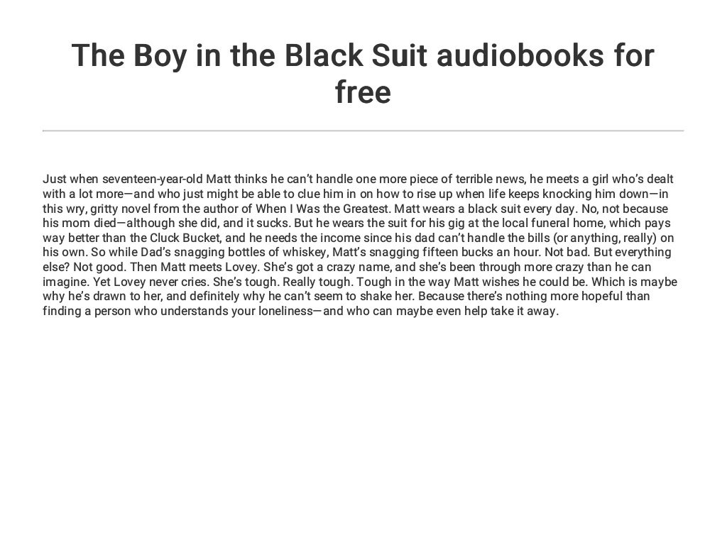 The Boy in the Black Suit audiobooks for free