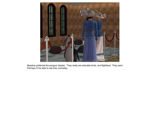 Meadow preferred the penguin display. They really are adorable birds, and flightless! They swim.
Perhaps I’ll be able to see that, someday.
 