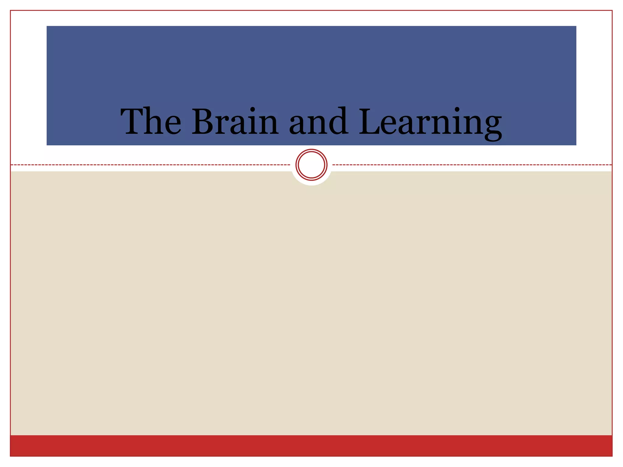 The Brain and Learning
 