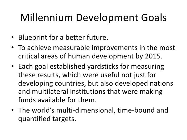 Millennium Development Goals, Targets and Indicators