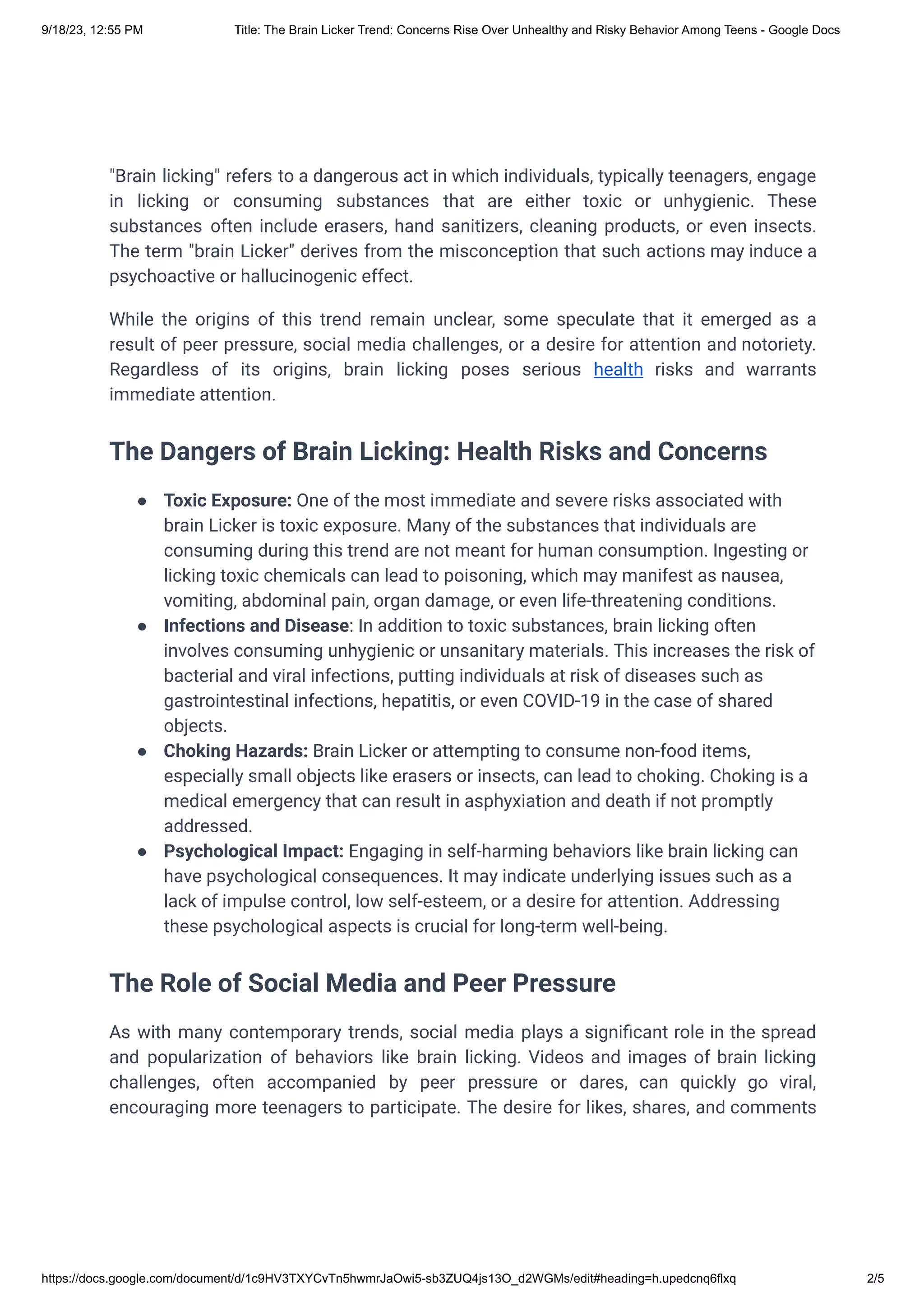 The Brain Licker TrendConcerns Rise Over Unhealthy and Risky Behavior