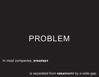 PROBLEM

In most companies, STRATEGY


               is separated from CREATIVITY by a wide gap.
 