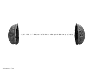 DOES THE LEFT BRAIN KNOW WHAT THE RIGHT BRAIN IS DOING?




NEUTRONLLC.COM
 