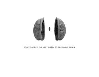 +

YOU’VE ADDED THE LEFT BRAIN TO THE RIGHT BRAIN.
 