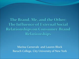 Marina Carnevale and Lauren Block
Baruch College, City University of New York
 
