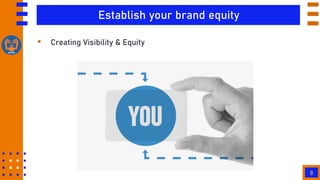 8
Establish your brand equity
▪ Creating Visibility & Equity
 
