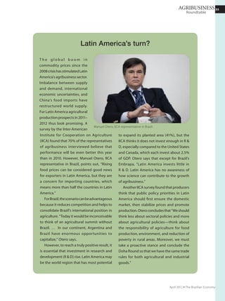 3535
Solid waste
SEMINAR
November 2011 Ÿ The Brazilian Economy
35
Felipe Zacari Antunes
Cesar Faccio
Adrianna Charoux
Newton Lima Azevedo
believes no institutional
arrangement will be effective
if it does not prioritize the
improvement of public
services. “Even if the cities
had all the resources they
need to invest [in waste
disposal] today, it would
not help because cities are
not prepared to manage
waste systems,” he said.
“We have 100 million people
who do not benefit from
sewage treatment. To bring
them into the system, we
would need to invest about
R$17 billion a year through
2020. In the case of treated
water, we are losing 40%
in distribution. This is a
serious waste.” According to
Azevedo, the 26 sanitation
utilities in Brazil have more
expenses than revenue, which
suggestspoorgovernance.He
recommends instead public-
private partnerships.
CONSUMERS
Some seminar participants
argued adamantly that a
major aspect of the PNRS
should be to educate society
about the need to change
consumption patterns. “We
already consume one and a
half times what the planet
can produce and absorb.
We are using our ecological
overdraft,” said Stanislaus
Maria. He noted that 76%
of the resources extracted
globally are consumed by
only 16% of the people and
gradual improvement in per
capita income in developing
countries could considerably
IF IT IS PROFITABLE, THERE IS MARKET
Share of selective garbage collection in total recycling, 2008
Solid waste
Quantity
(1,000 tons/year)
Sharein
total recycling
(%)
Metals 9,818 1
Paper 3,828 8
Plastic 962 18
Glass 489 10
Source: Ministry of Environment.
 