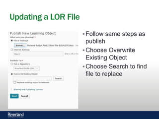 Brightspace Learning Object Repository (LOR): What Is It And How Can I ...