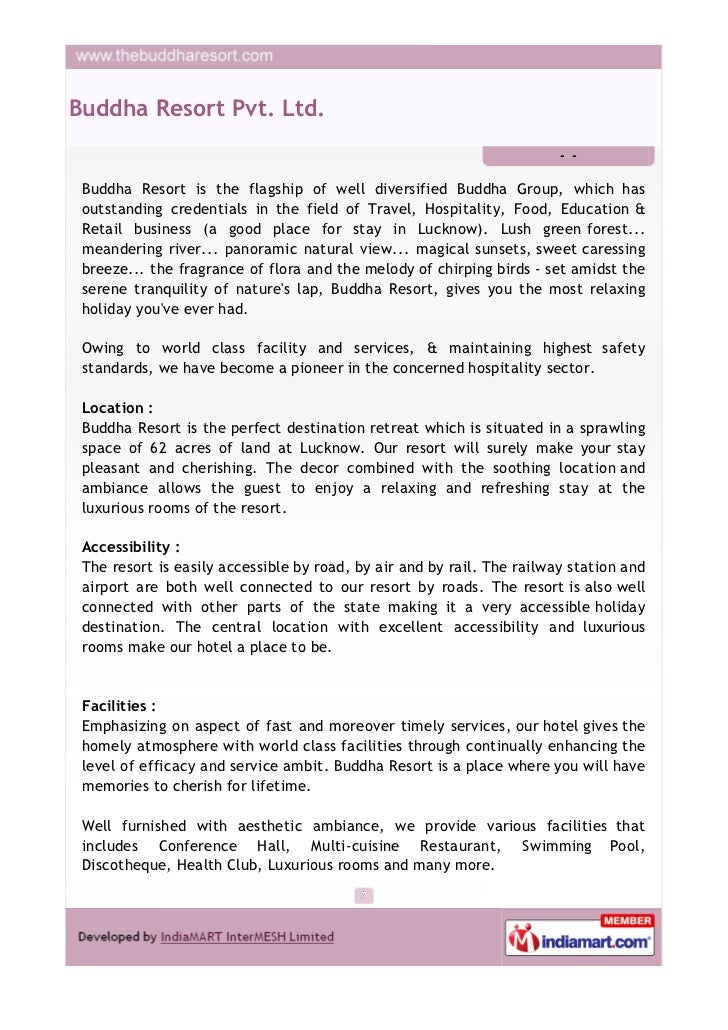 Buddha Resort Pvt Ltd Lucknow Facilities Buddha Resort Pvt Ltd Lucknow Facilities