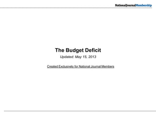 The Budget Deficit
Created Exclusively for National Journal Members
Updated: May 15, 2013
 