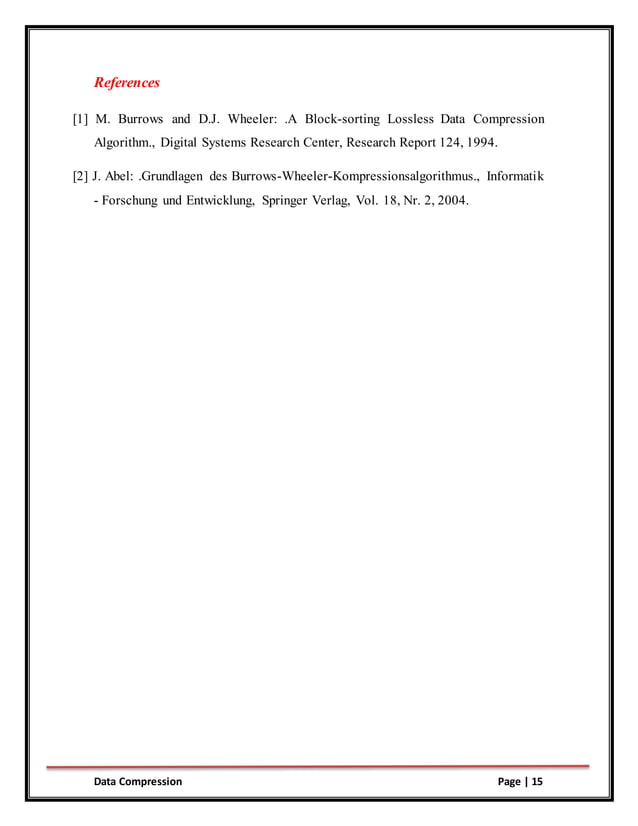 The Burrows-Wheeler Algorithm | PDF