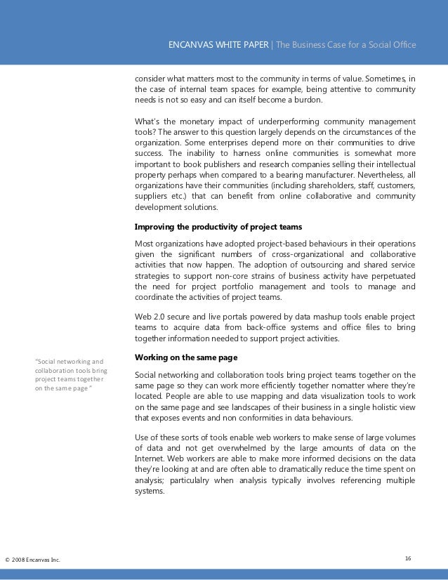 the business case for a social office white paper business white paper