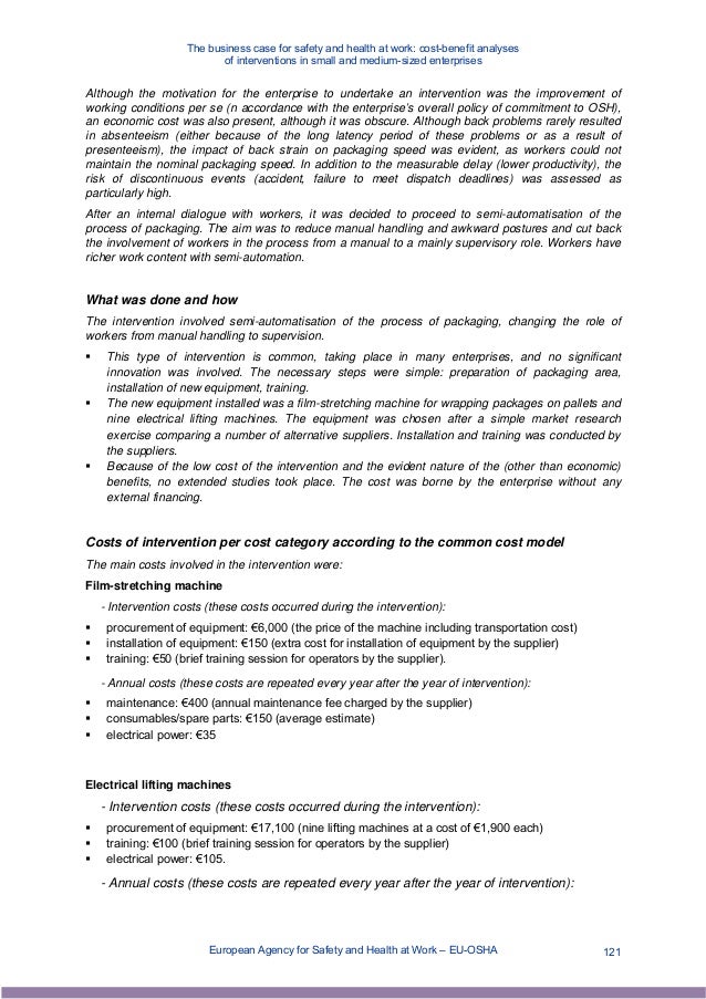 The business case for safety and health at work