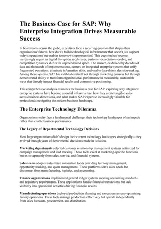 The Business Case for SAP – Enterprise Integration for Measurable ...