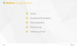 Before we get started...
Audio
Questions & Answers
Poll Questions
Post-Survey
Follow-up Email
http://bonzai-intranet.com/
 