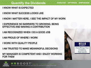 Quantify the Dividends
 