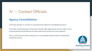 IV — Contact Officials