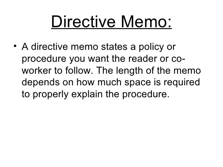 sample of directive memo