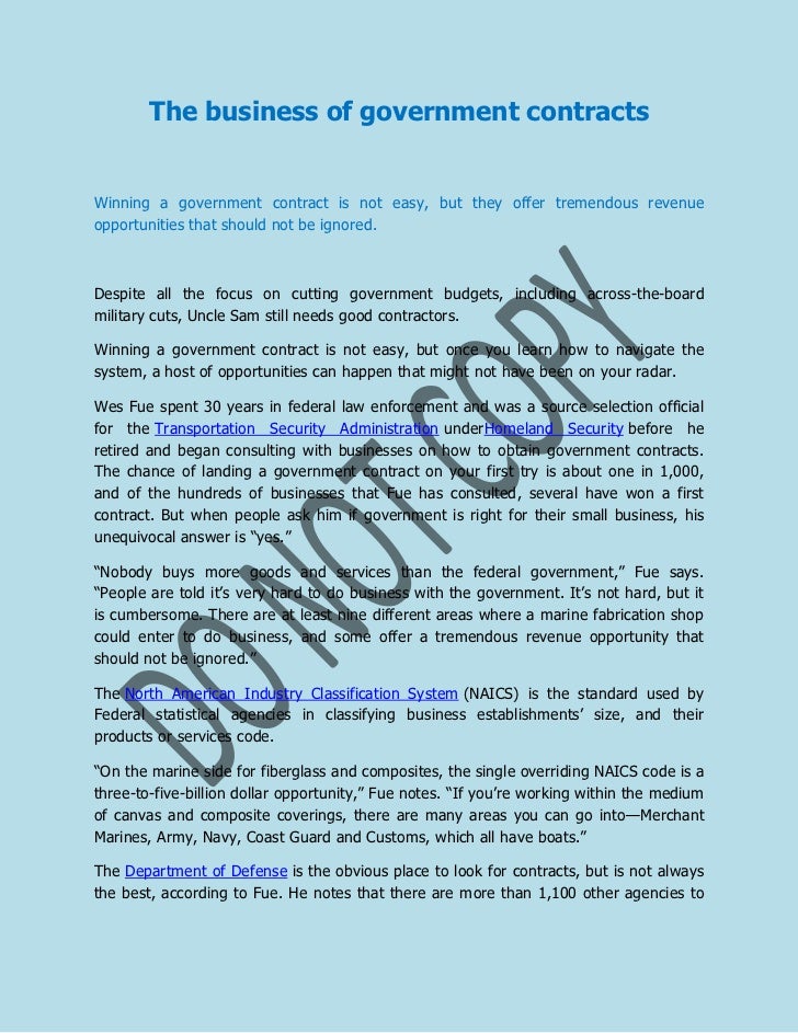 The business of government contracts