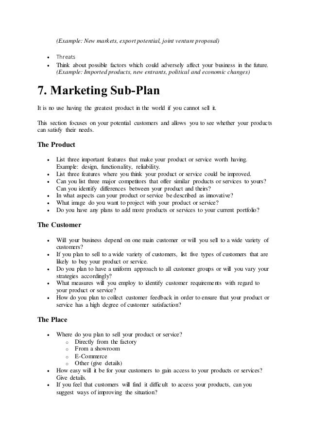 the standard format for a business plan