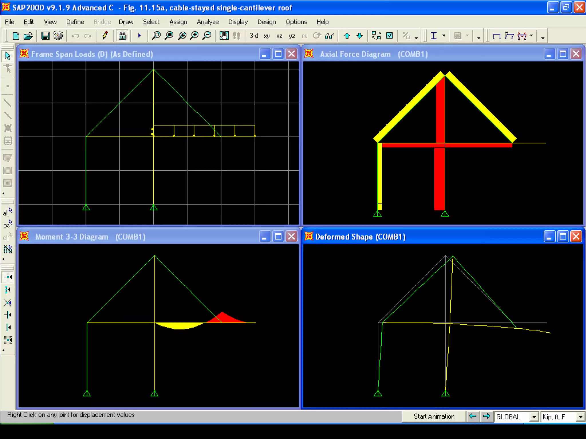 b
c
d
W14 x 30
W14 x 22
P6
P10
P8
W14 x 43
P8
P5
a
80'50' 50'
20' 20'80'
20'20'20'20'20'30'
5'
5'10' 10'
W14 x 26
P8
P5
Typical Cable-supported Roof
(beam) Structures
 