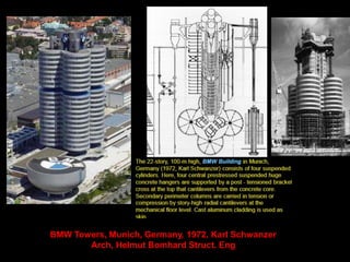 BMW Towers, Munich, Germany, 1972, Karl Schwanzer
Arch, Helmut Bomhard Struct. Eng
 