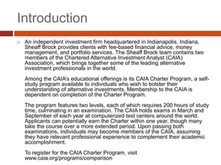 The CAIA Association s CAIA Charter Program PPT
