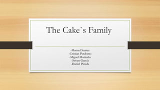 The Cake`s Family
-Manuel Suarez
-Cristian Perdomo
-Miguel Montaño
-Stiven García
-Daniel Pineda
 