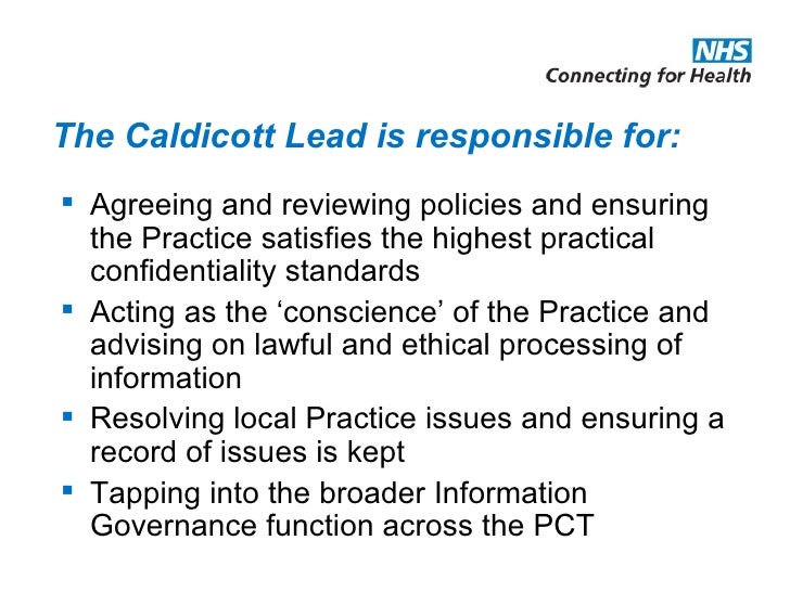 The caldicott role in general practice vo presentation