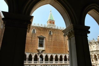 The campanile of Basilica di San Marco from a distance