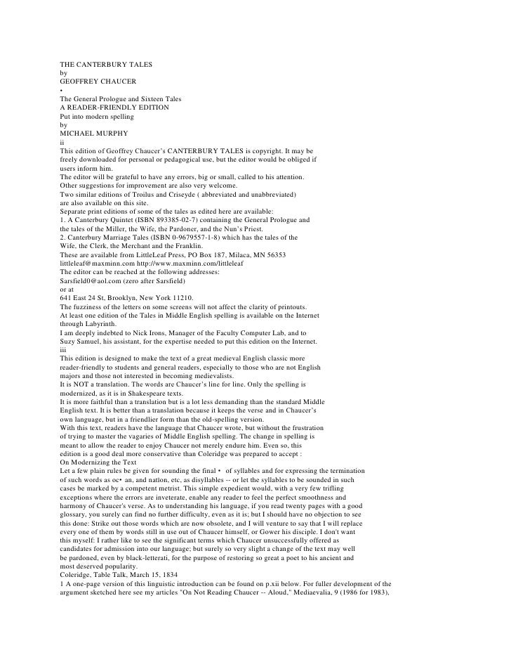 essay on the canterbury tales