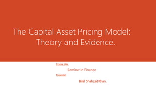 The capital asset pricing model | PPTX