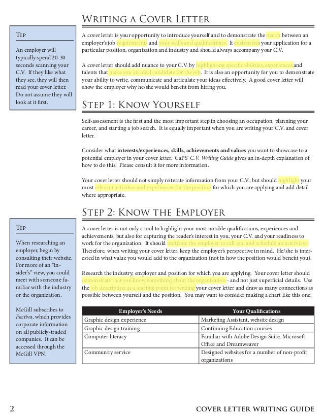 how to write a cover letter mcgill