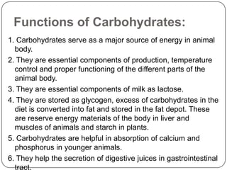 The carbohydrates in animal nutrition