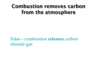 False  –  combustion  releases  carbon dioxide gas 