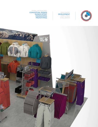 RETAIL MESSAGING
CONCEPTUAL DESIGN
DESIGN INTENT
ENGINEERING
PROTOTYPING

DISCOVERY
DEVELOPMENT
EXECUTION
EVALUATION

57
7

 