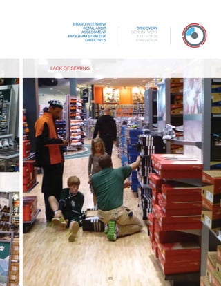 BRAND INTERVIEW
RETAIL AUDIT
ASSESSMENT
PROGRAM STRATEGY
DIRECTIVES

DISCOVERY
DEVELOPMENT
EXECUTION
EVALUATION

LACK OF SEATI NG

65
65

 