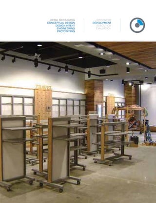 RETAIL MESSAGING
CONCEPTUAL DESIGN
DESIGN INTENT
ENGINEERING
PROTOTYPING

DISCOVERY
DEVELOPMENT
EXECUTION
EVALUATION

89
89

 