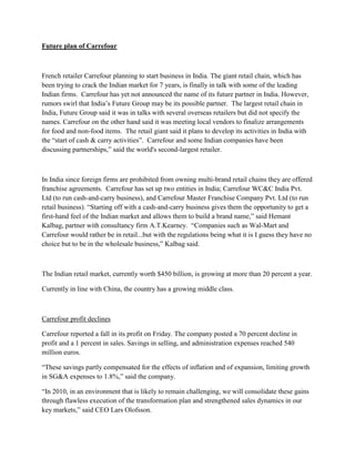 The carrefour assignment