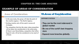 EXAMPLE OF AREAS OF CONSIDERATION
 