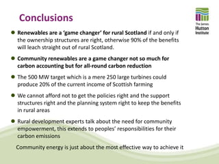The case for community based equity participation in scottish on-shore wind energy production - bill slee
