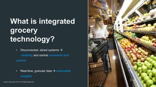 Switch Automation 2017 © All Rights Reserved
What is integrated
grocery
technology?
• Disconnected, siloed systems 
visibility and central command and
control
• Real-time, granular data  actionable
insights
 