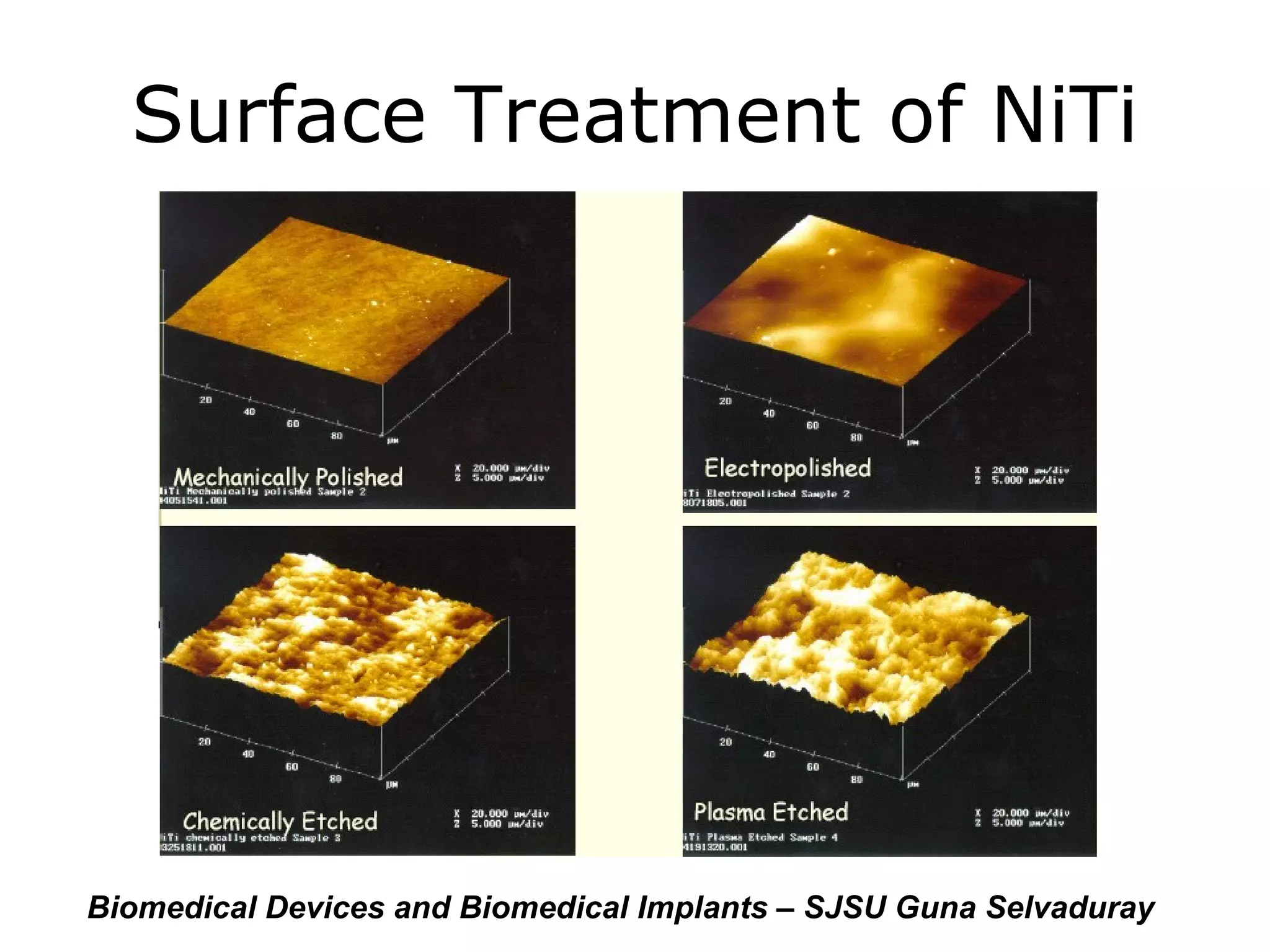 Surface Treatment of NiTi Biomedical Devices and Biomedical Implants – SJSU Guna Selvaduray 