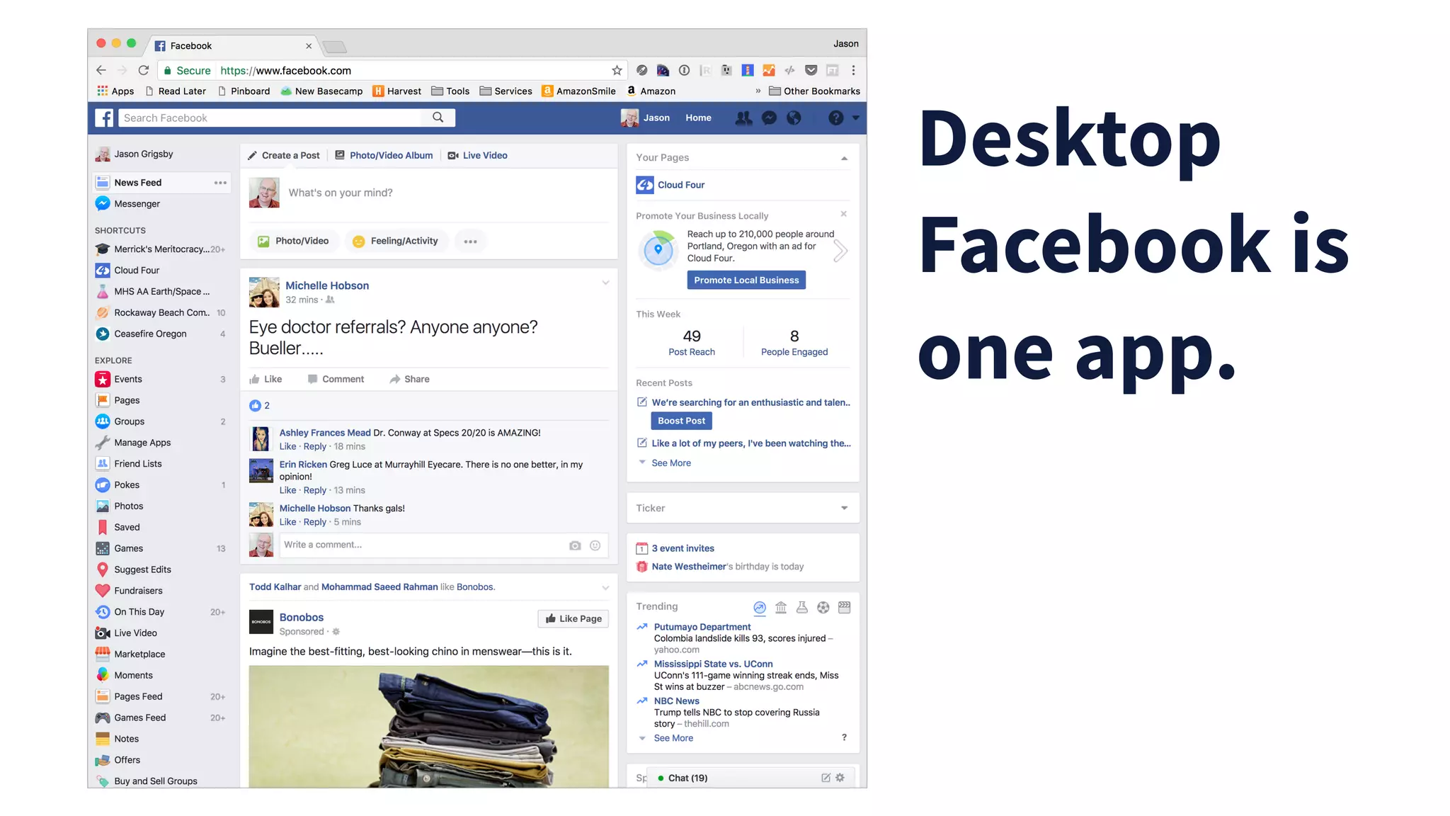 Desktop
Facebook is
one app.
 