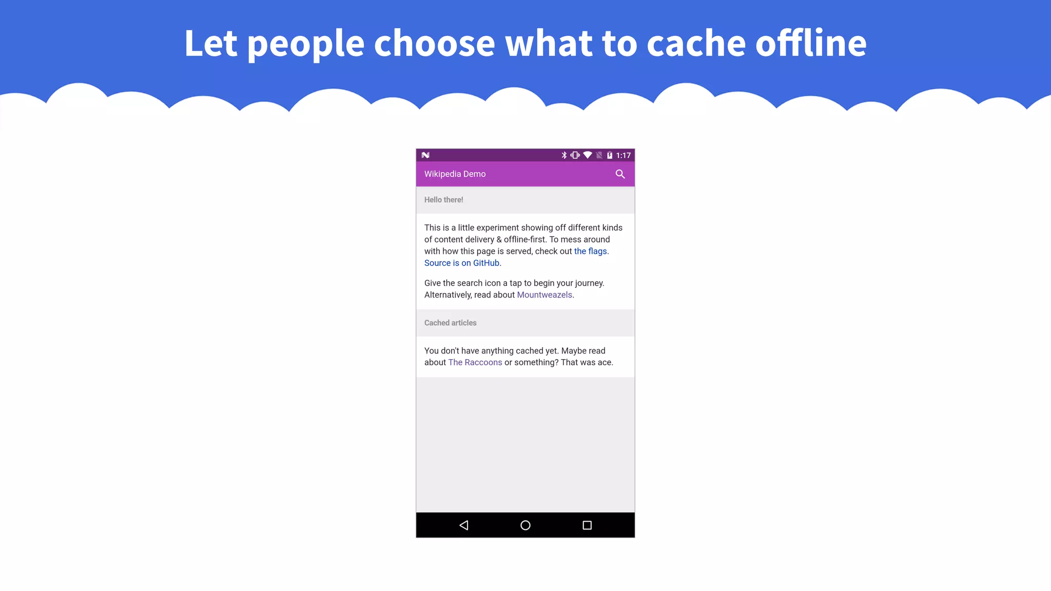 Let people choose what to cache offline
 