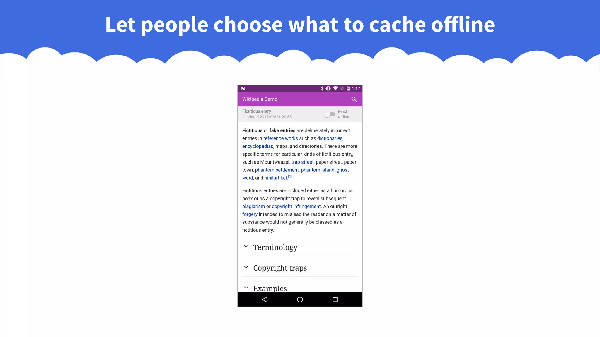 Let people choose what to cache offline
 