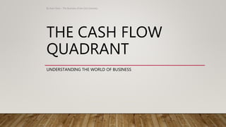 THE CASH FLOW
QUADRANT
UNDERSTANDING THE WORLD OF BUSINESS
By Kato Festo - The Business of the 21st Centuery
 