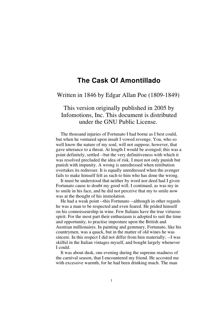 a thesis for the cask of amontillado