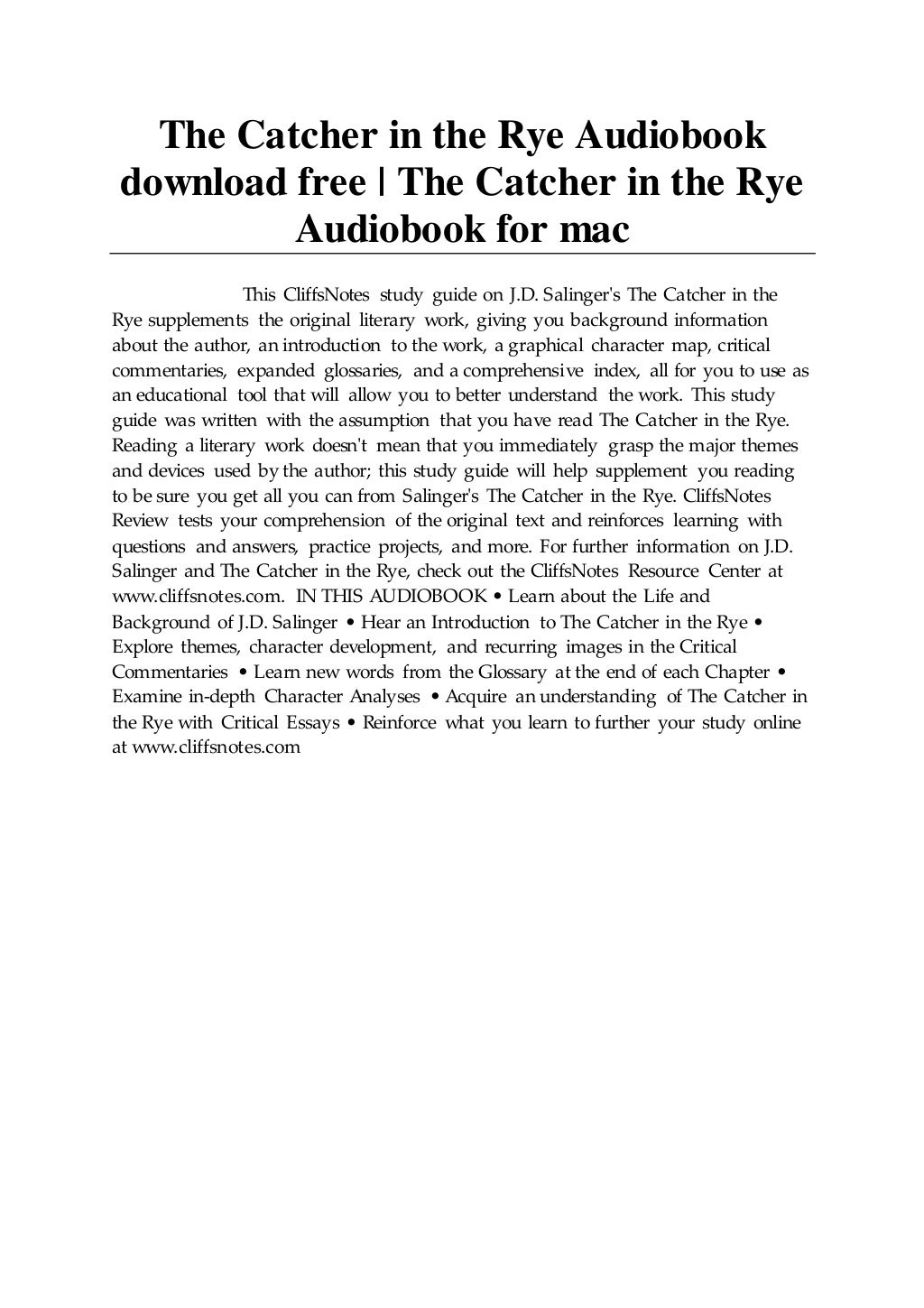 The Catcher in the Rye Audiobook download free The Catcher in the R…