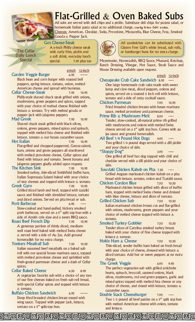 The cellar menu hooliamazing